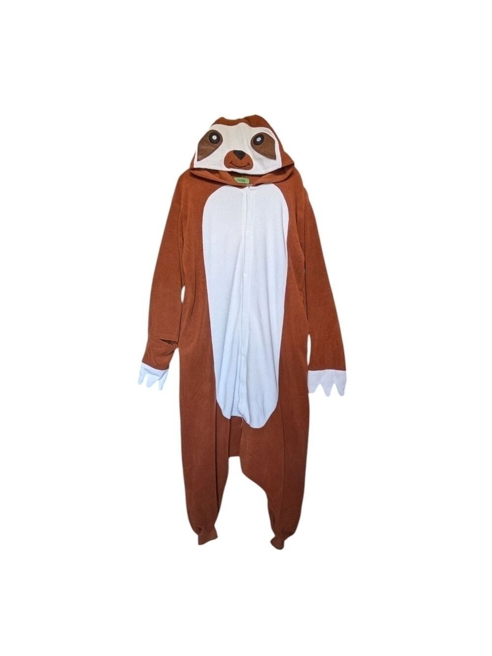 🎃 M • Brown and White Sloth Hooded Onesie Costume